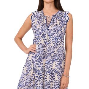 Vince Camuto Blue and Cream Maxi Dress